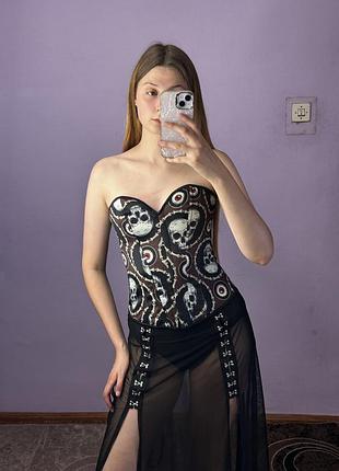 Корсет з черепами готичний