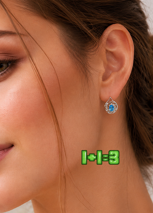 💝1+1=3 дуже гарні сріблясті сережки з блакитним камінцем xuping