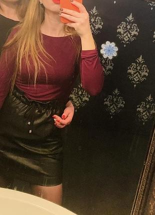 Шкіряна мініспідниця goldi з нюансом (на фото ⁠)