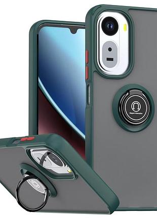 Чохол fiji colorframe для poco c81 pro матовий бампер з кільцем підставкою green