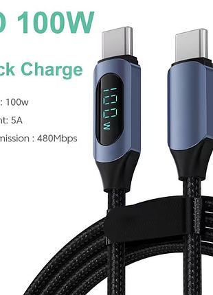 Кабель 60w с цифровым дисплеем / type-c / шнур быстрая зарядка