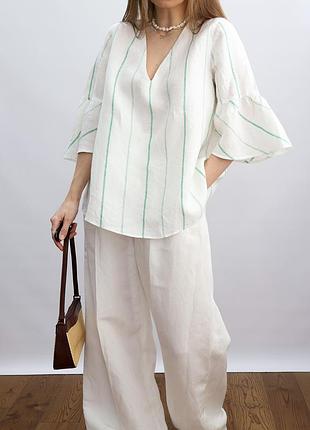 Блуза з щільного льону massimo dutti