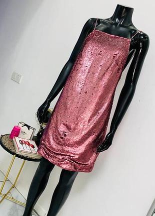 Блестящее коктейльное платье с пайетками asos (uk 10 / m)