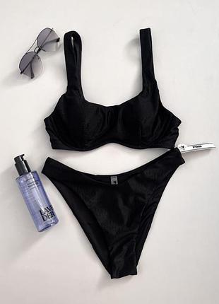 Купальник роздільний чорний pink victoria’s secret
