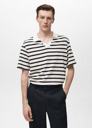 Чоловіче поло mango structured knit striped