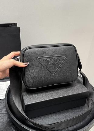Prada сумка мужская чёрная барсетка кожаная оригинал