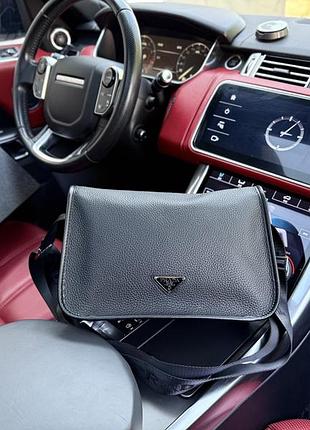 Сумка мужская prada чёрная оригинал через плечо барсетку