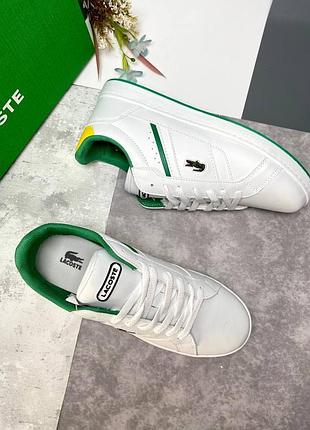 Брендовые мужские белые кеды lacoste