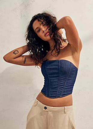 Топ bdg urban outfitters out from under denim corset top
