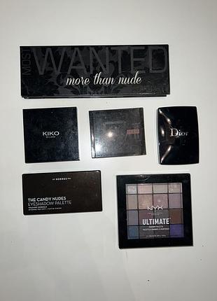 Палетки тіней dior, nyx, kiko, puma, artdeco, korres
