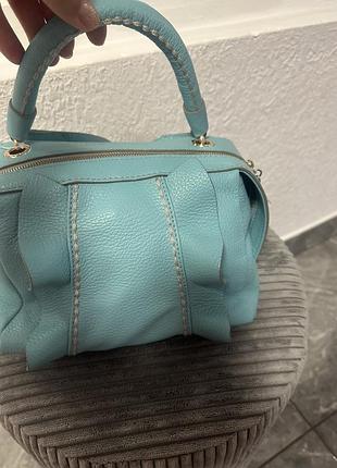 Шкіряна нова бірюзова сумка cross body, plinio visona
