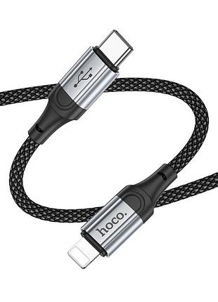 Кабель hoco x102 type-c - lightning pd 27w (3a) 1м нейлоновий зі швидкою зарядкою для apple black