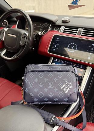 Louis vuitton сумка синя чоловіча шкіряна