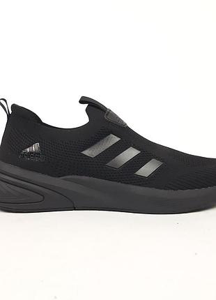 Adidas slip-on lite flow тапочки мокасины слипоны черные