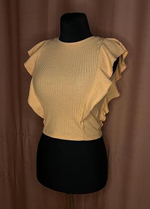 Футболка в рубчик з рюшами only, розмір xs / s