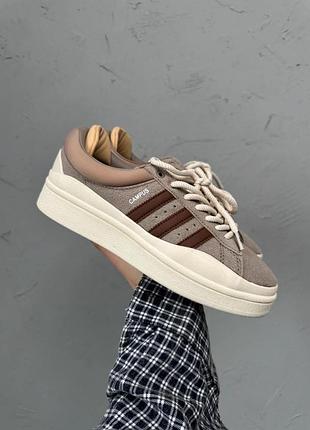 Жіночі бежеві кросівки adidas campus bad bunny brown beige x адідас кампус 36