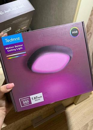 Беспроводной led светильник tedmos 20см с датчиком движения и пультом, rgb