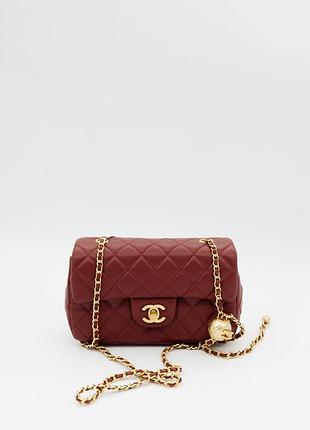 Chanel mini flap 20 burgundy lambskin gold hardware