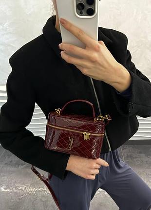 Saint laurent gaby vanity lacquered leather shoulder bag red (ориджальная коробка)