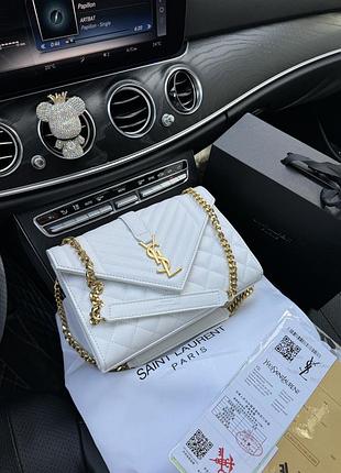 Ysl envelope wallet white leather