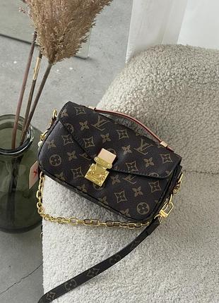 Сумка louis vuitton pochette metis east west monogram коричневий