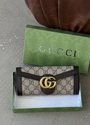 Большой кошелек-визитница gucci marmont шоколад