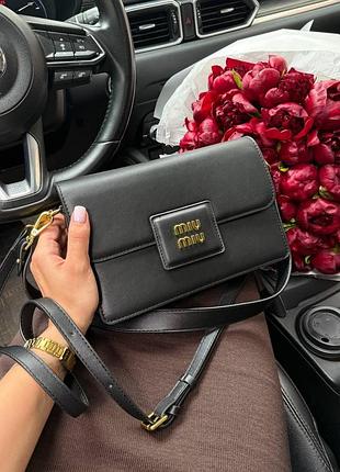 Miu miu shoulder leather bag black [оригінальна коробка]