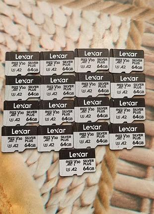 Карта памяти 64 гб lexar silver plus 128-133/127-145 microsd microsdxc u3 a2