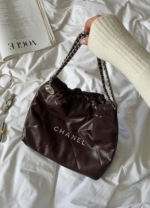 Chanel 22 handbag burgundy with silver hardware