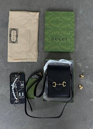 Gucci horsebit 1955 mini bag black [оригінальна коробка]