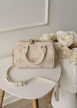 Сумка louis vuitton nano speedy bandoulière 20 молочно-розовый