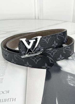 Ремінь louis vuitton унісекс чорний класик срібло