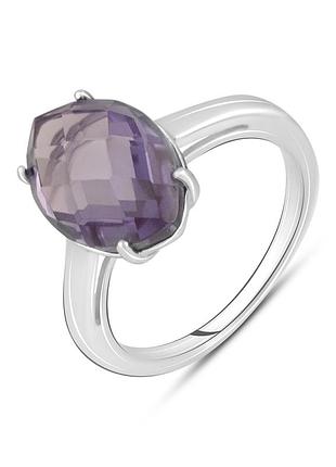 Серебряное родированное кольцо с александритом 7.37ct, проба 925, размер 18, хамелеон