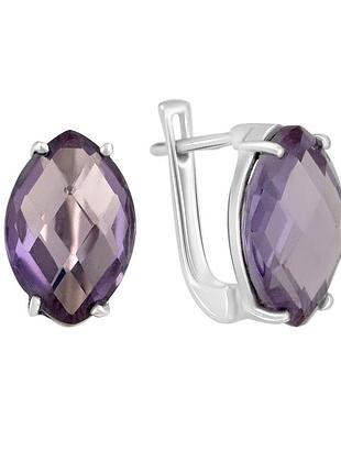 Сережки срібні родовані з олександритом 14.74ct, проба 925, англійська застібка