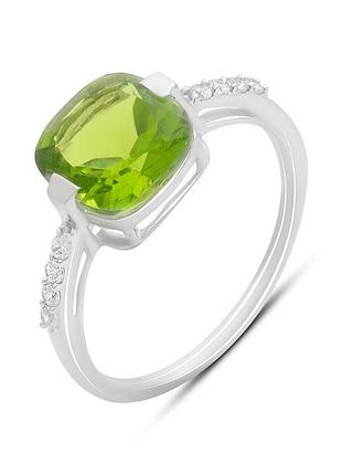Кольцо серебряное высокогокачества 925 пробы родированное с хризолитом 2.731ct, размер 17.5