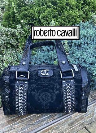 Roberto cavalli оригінальна ексклюзивна шкіряна жіноча сумка вишивка