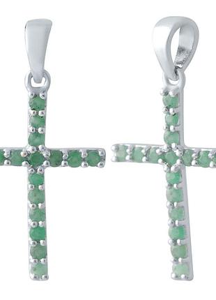 Срібний хрестик proba зі смарагдом 0.72ct (1299043)