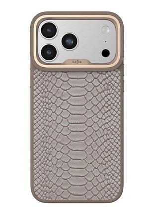 Чохол-накладка kajsa glamorous collection snake pattern with magsafe для apple iphone 17 pro, кейс зі зміїним візерунком, кільцем