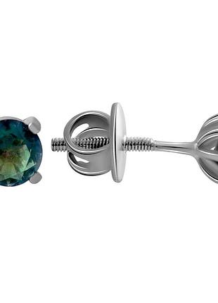 Срібні сережки-пусети з містик топазом 0.72ct, родовані, проба 925