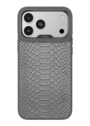 Чехол-накладка kajsa glamorous collection snake pattern with magsafe для apple iphone 17 pro, кейс со змеиным узором, кольцом