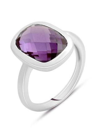 Серебряное кольцо 925 пробы с искусственным александритом 8.1ct, родированное, женское, размер 17.5