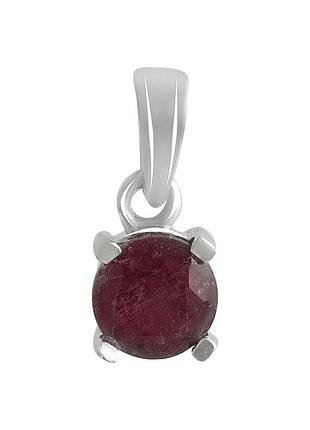 Подвеска серебряная родированная с натуральным рубином 0.963ct, проба 925