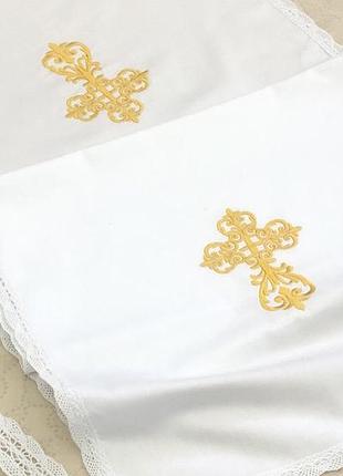 Рушник під біблія рушник під євангелія для хрещення, церковних обрядах, на ікону мережива 2 або 4 сторонні з 4-х сторін мереживо