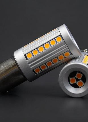Світлодіодна лампа gs py21w, bau15s (150°) 1156-3030-39smd-canbus 20w жовта | зміщений контакт