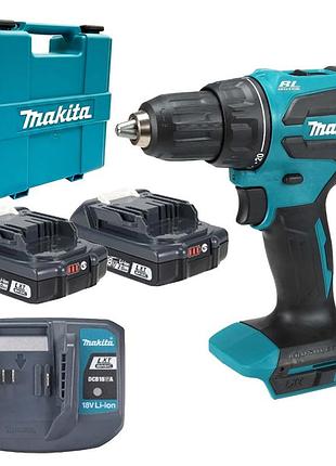 Аккумуляторная дрель-шуруповерт makita ddf490wve 18в, 65 нм, 2 акб 2.0 ач, кейс