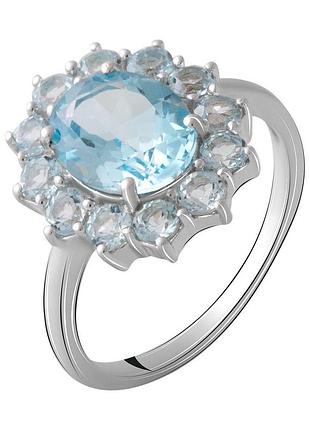 Срібне кільце proba з натуральним топазом 4.447ct, вага виробу 4,39 г (2067962) 18 розмір
