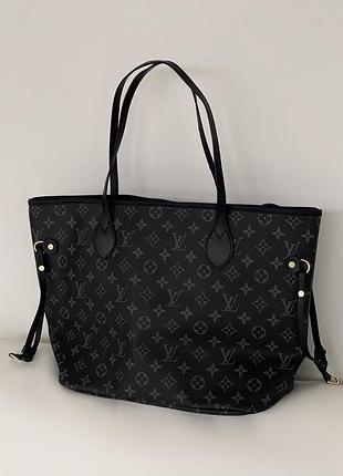 Сумка шоппер lv louis vuitton neverfull люкс черный классик