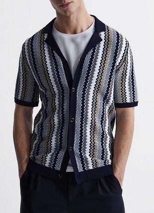 Сорочка трикотажна reiss gibbon cuban collar striped shirt чоловіча s-ка віскоза