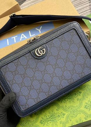 Чоловіча брендова сумка gucci синя через плече