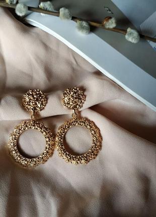 Новые,шикарные модн красивые серьги сережки большие висячие массивные цвет золото серебро4 фото
